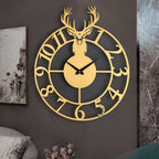 Golden Stag Emblem Wall Clock