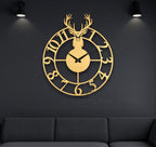 Golden Stag Emblem Wall Clock