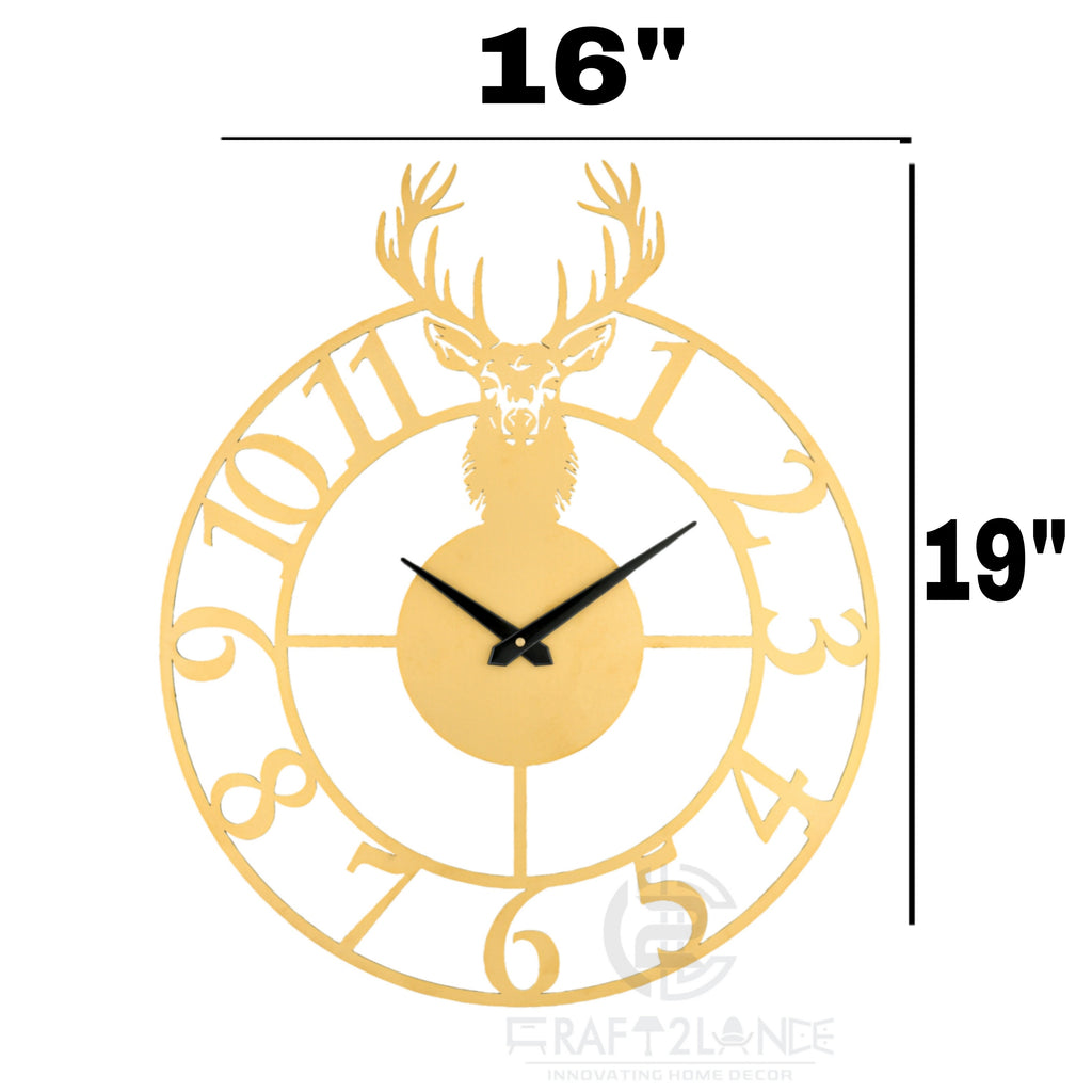 Golden Stag Emblem Wall Clock