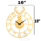 Golden Stag Emblem Wall Clock