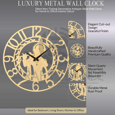Divine Golden Krishna Ji Wall Clock