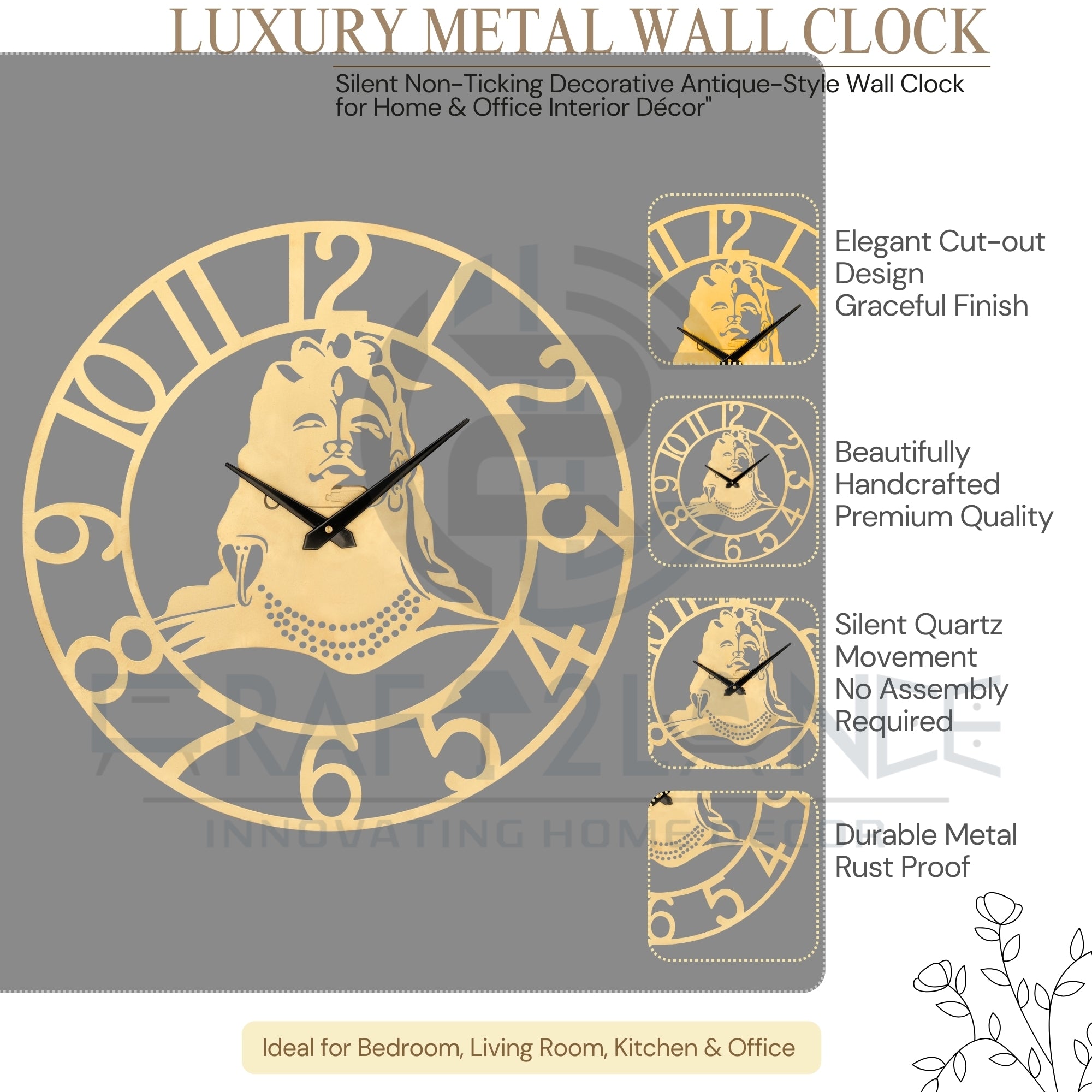 Divine Golden Shiv Ji Wall Clock