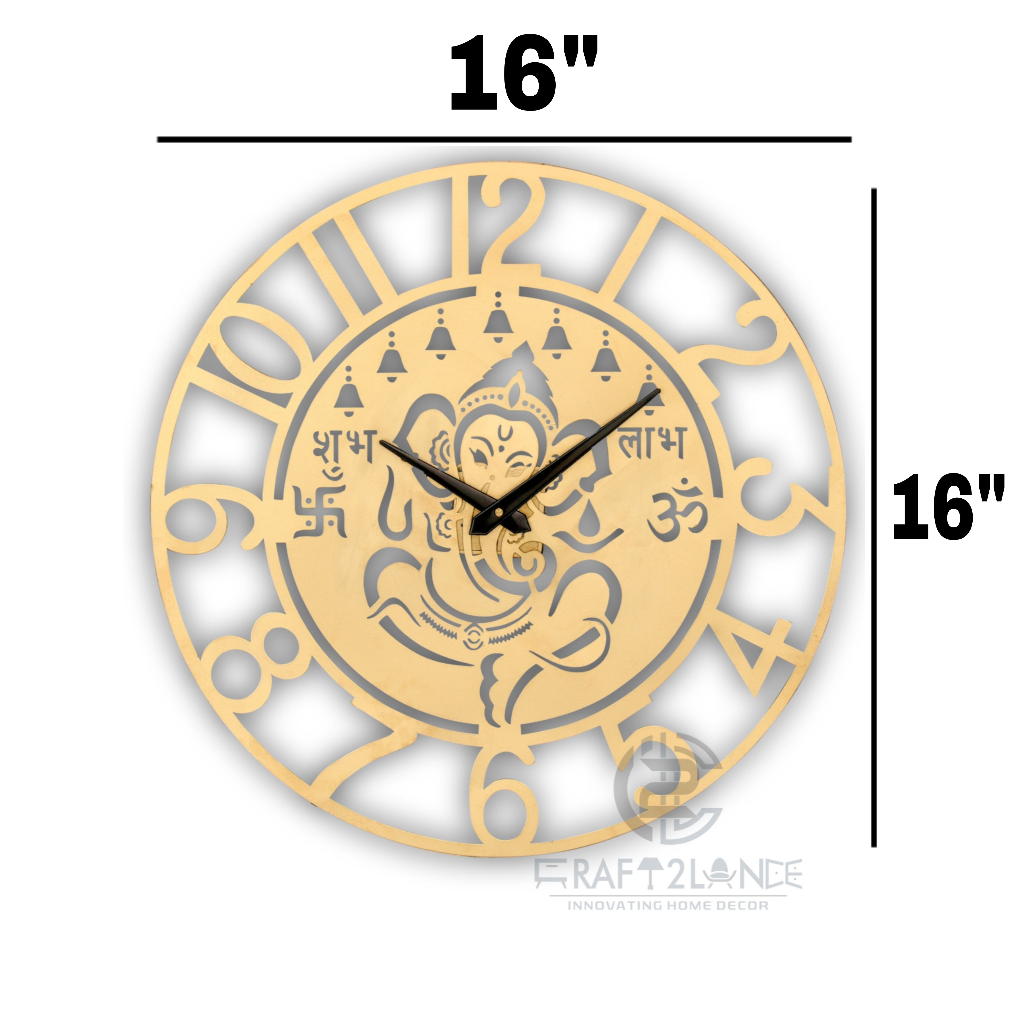 Divine Golden Ganesh Ji Wall Clock