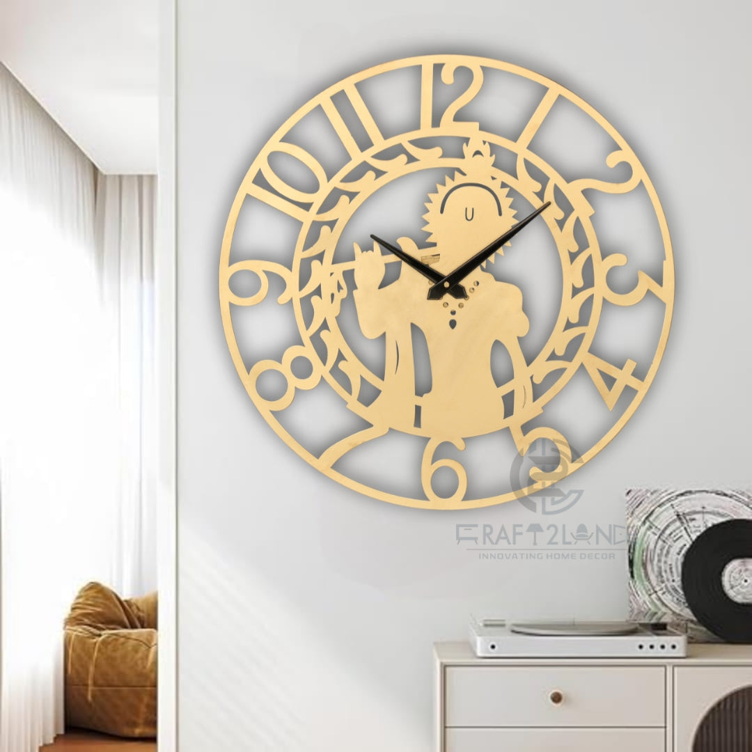 Divine Golden Krishna Ji Wall Clock
