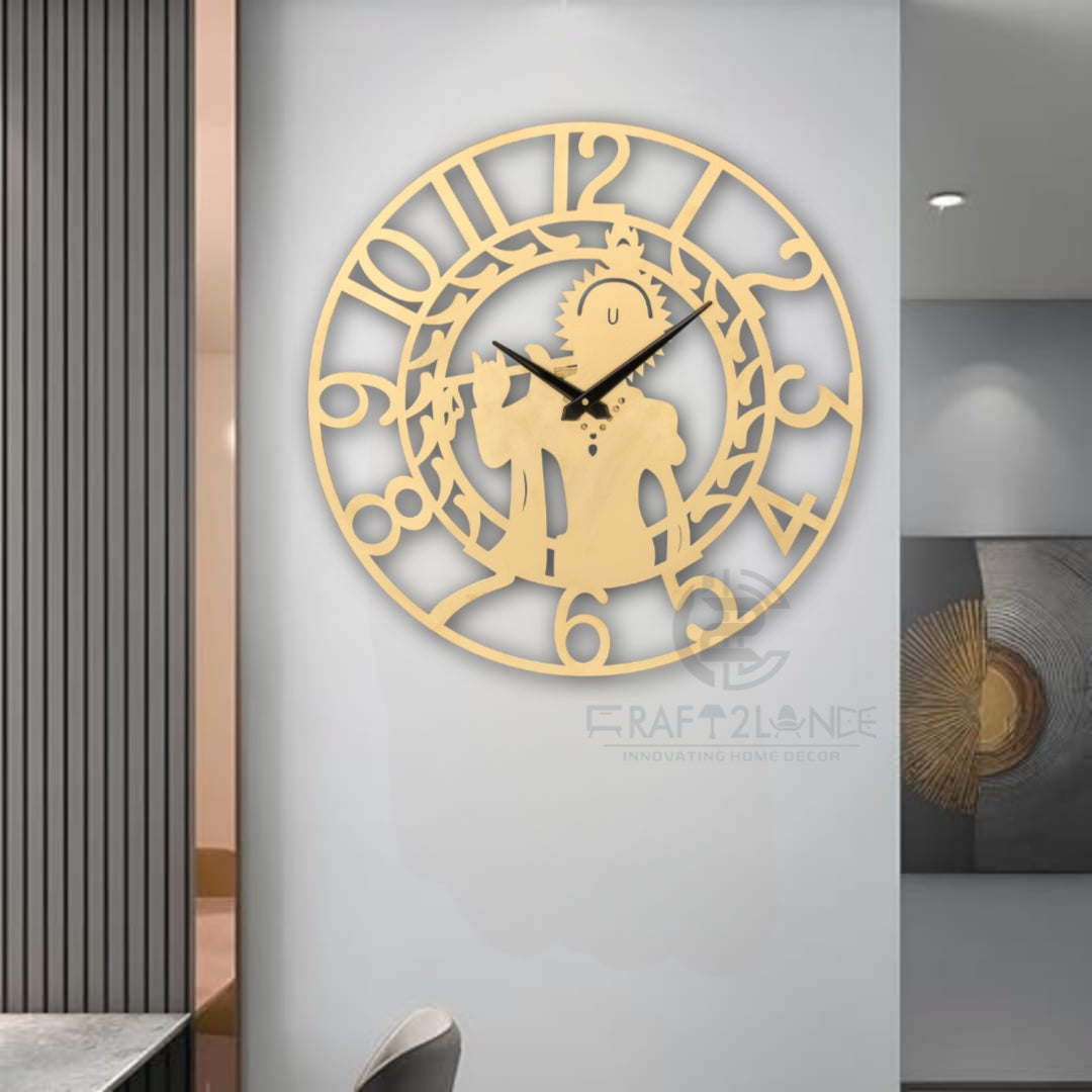 Divine Golden Krishna Ji Wall Clock