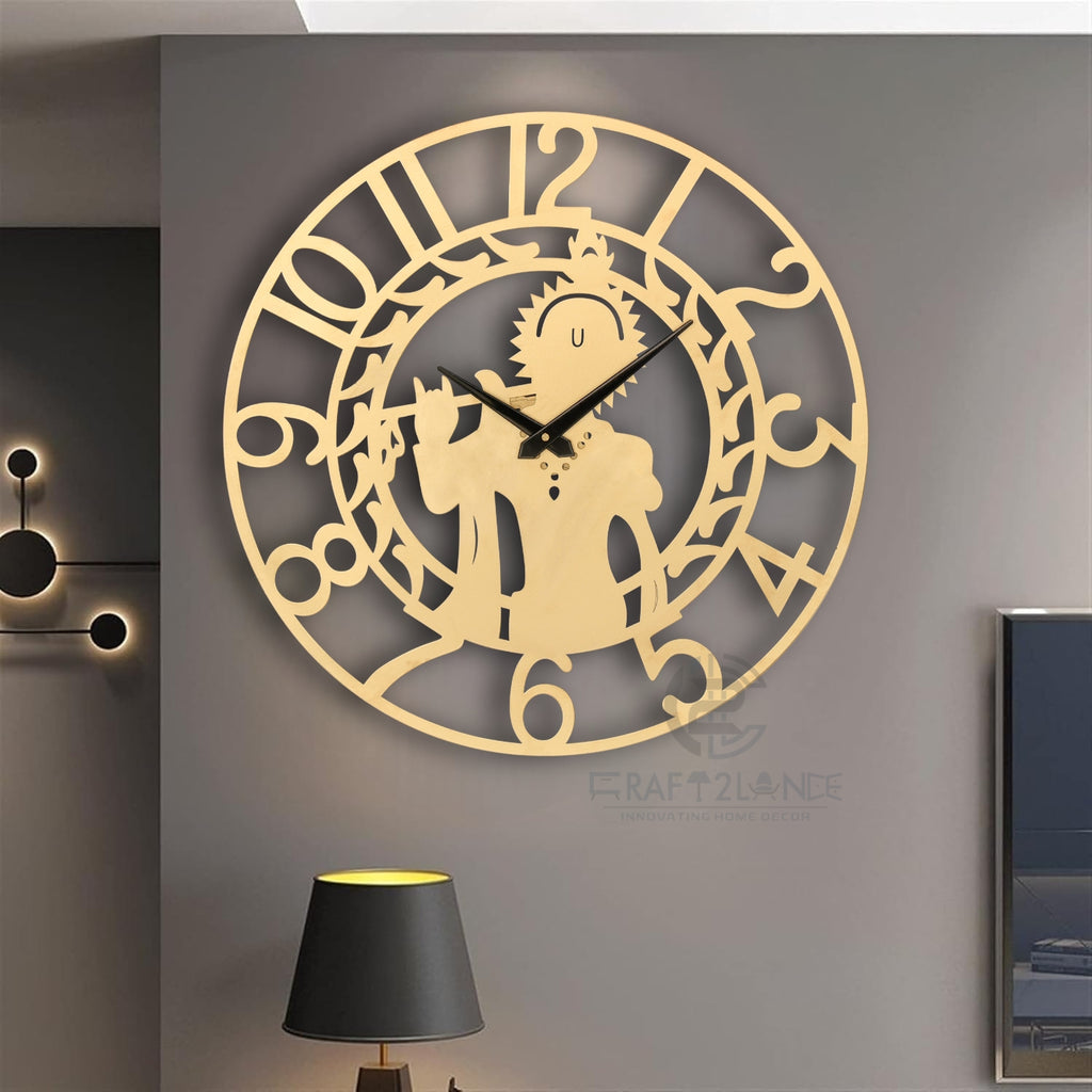 Divine Golden Krishna Ji Wall Clock