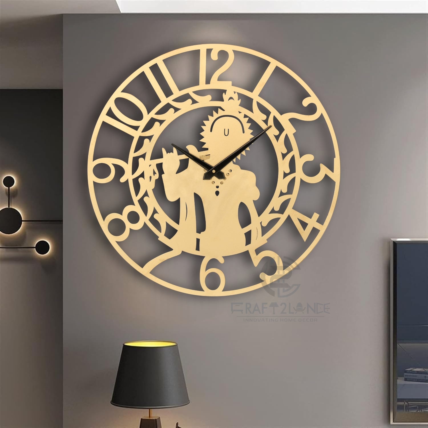 Divine Golden Krishna Ji Wall Clock