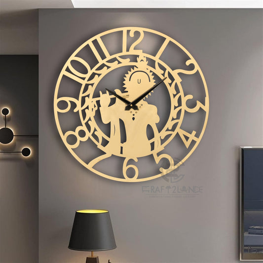 Divine Golden Krishna Ji Wall Clock